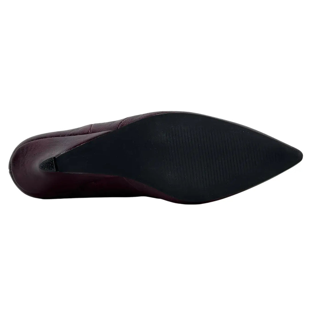 Bassini Stivaletto Donna Vino Arricciato in Ecopelle Effetto Used con Tacco 5 cm