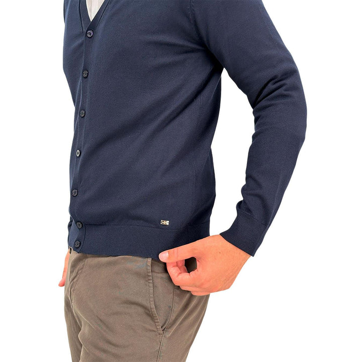 MarKup Men's Sweater, Cardigan, Solid Color, Mixed Fabric, Blue