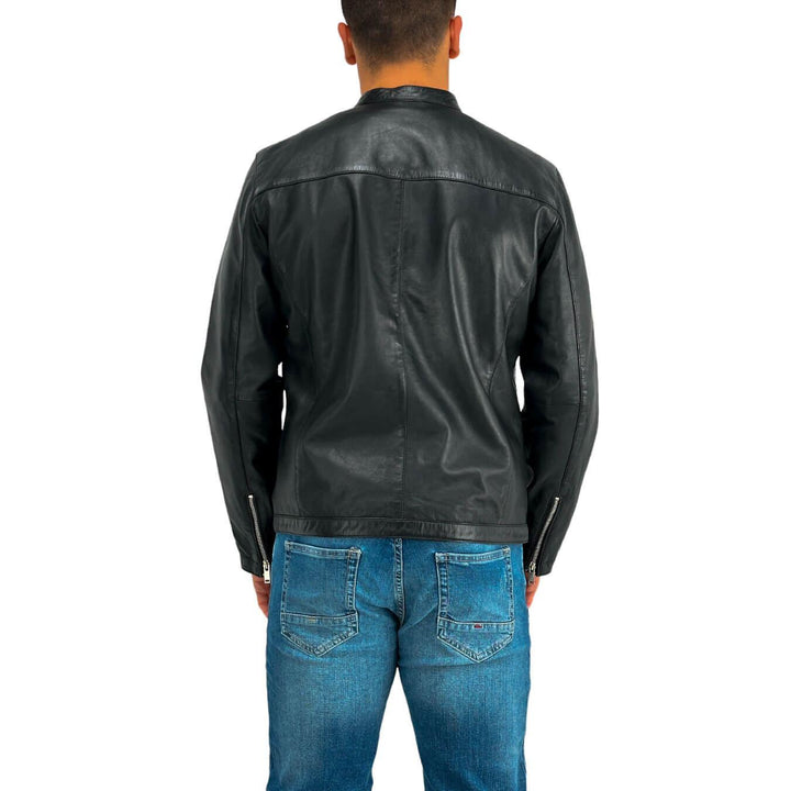 MarKup Giubbotto Uomo, Jacket Biker, Vera Pelle, Slim, Nero, bassiniboutique.it