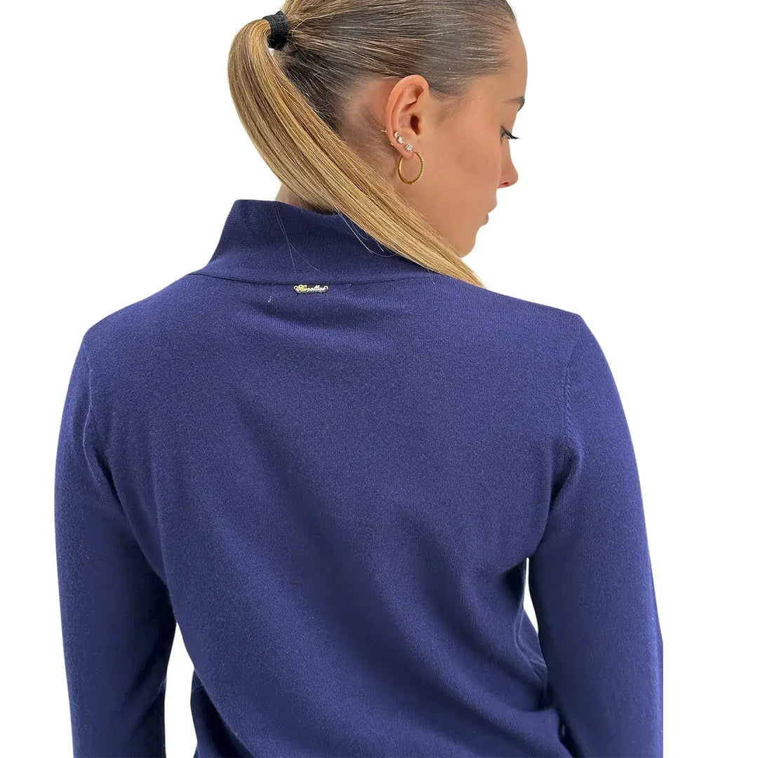 Koralline, Maglia con Fiocco, Donna, Tessuto Misto, Blu
