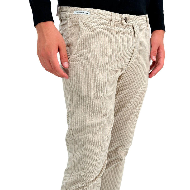 Moro Pantaloni Chino, Uomo, Regular Fit, Velluto, Beige