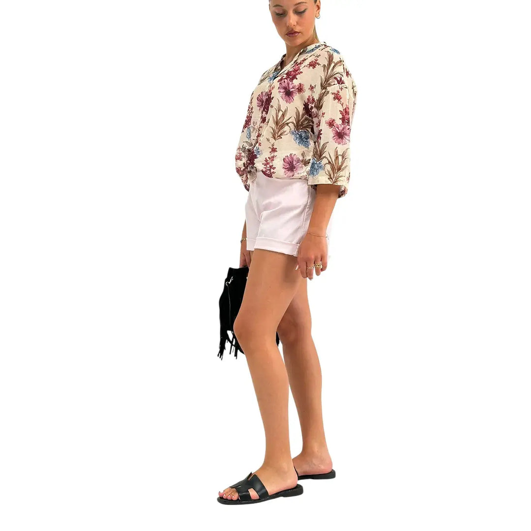 Motel Shorts Donna Rosa in Cotone Elasticizzato con Vestibilità Casual