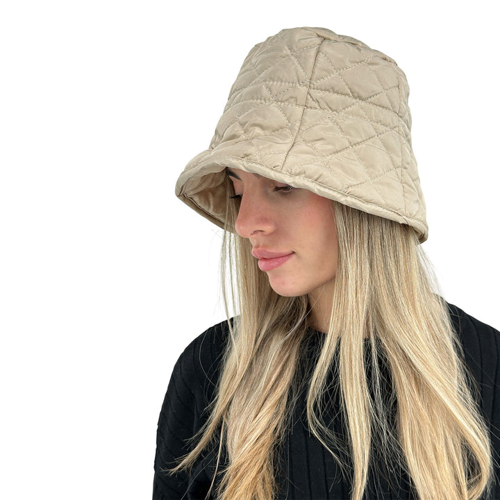 Bassini Cappello Donna, Modello Pescatore, Trapuntato, Beige