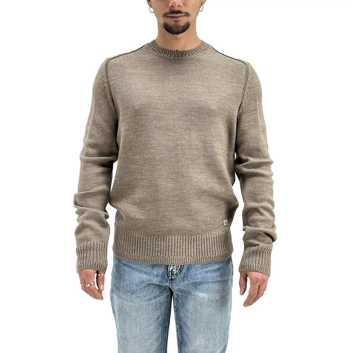 BL.11 Block Eleven, Maglia, Girocollo, Uomo, Misto Lana, Beige
