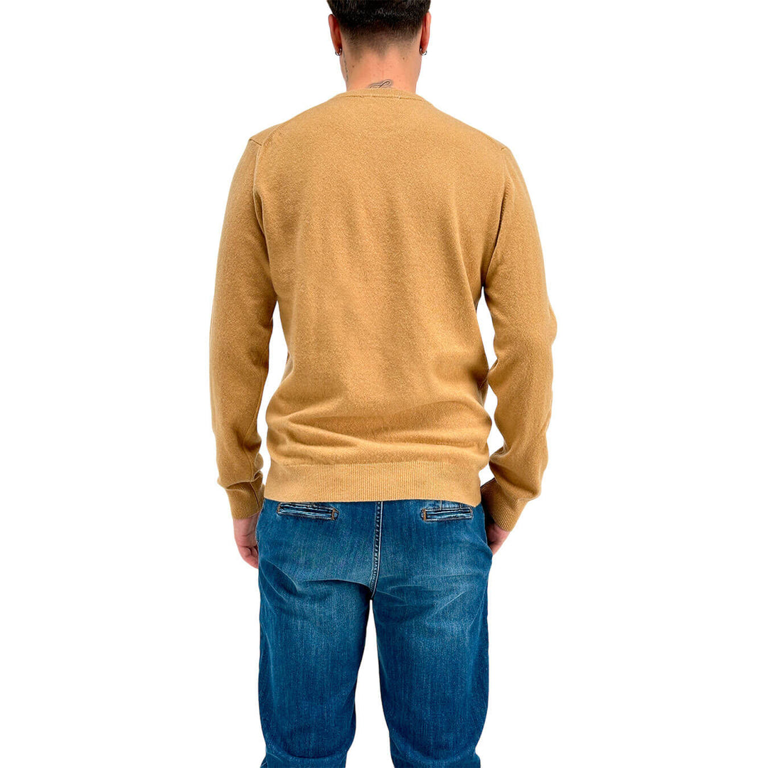 Refabrics Men's Sweater, Basic, Crew Neck, Cashmere, Beige