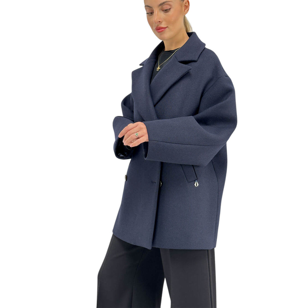 Ottod'Ame, Cappotto, Donna, Caban, Lana, Blu
