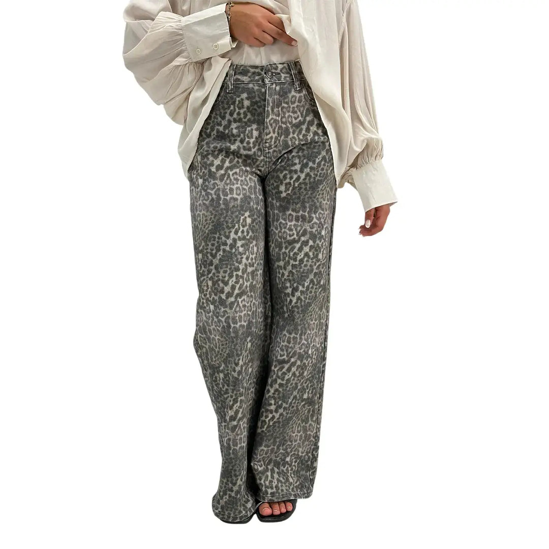 Bassini Jeans Donna Wide Leg Maculato Elasticizzato