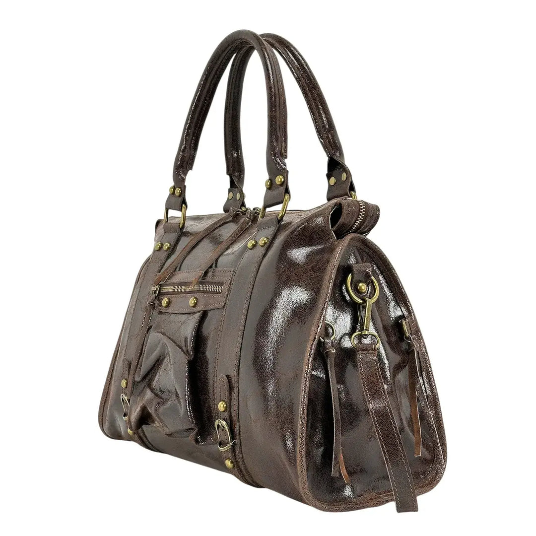 Bassini, City Bag, Grande, Vera Pelle, Marrone
