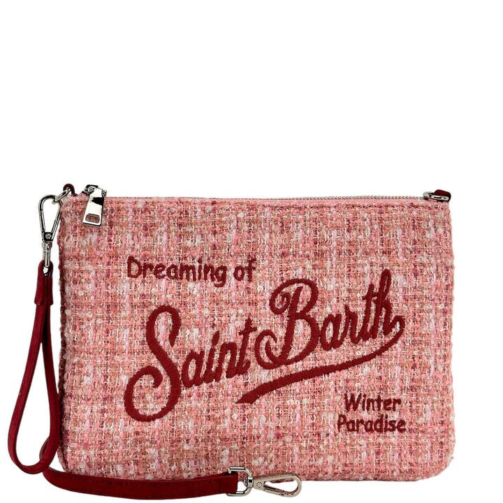 Mc2 Saint Barth Borsa Donna, Pouch a Tracolla Parisienne, Tweed, Rosa