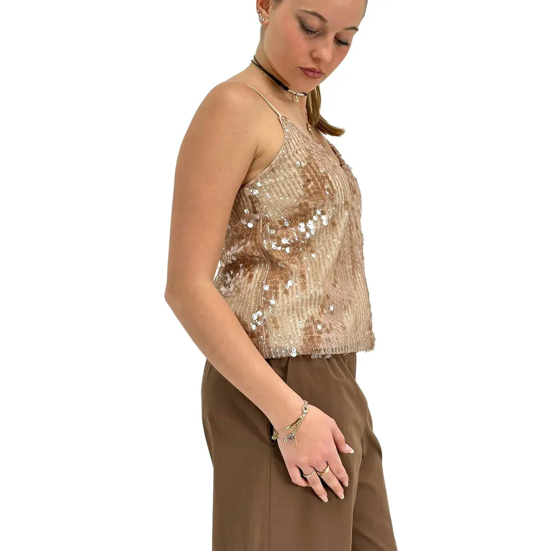 Ottod'Ame, Top, Donna, Tessuto Misto Cipria