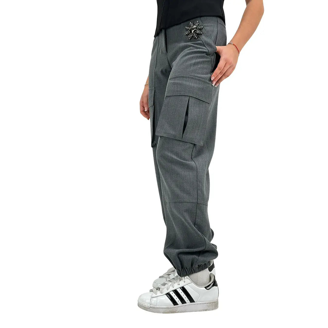 Koralline, Pantaloni Cargo, Donna, Tessuto Misto, Grigio
