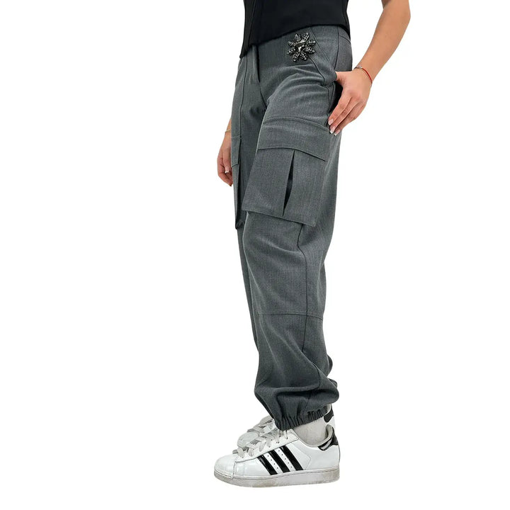Koralline, Pantaloni Cargo, Donna, Tessuto Misto, Grigio