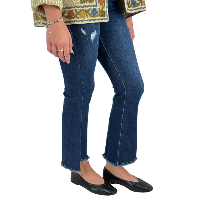 Bassini Giacca Donna Modello Suzani Verde in Velluto con Ricami Floreali Blu