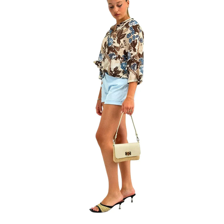 Motel Shorts Donna Celesti in Cotone Elasticizzato con Vestibilità Casual