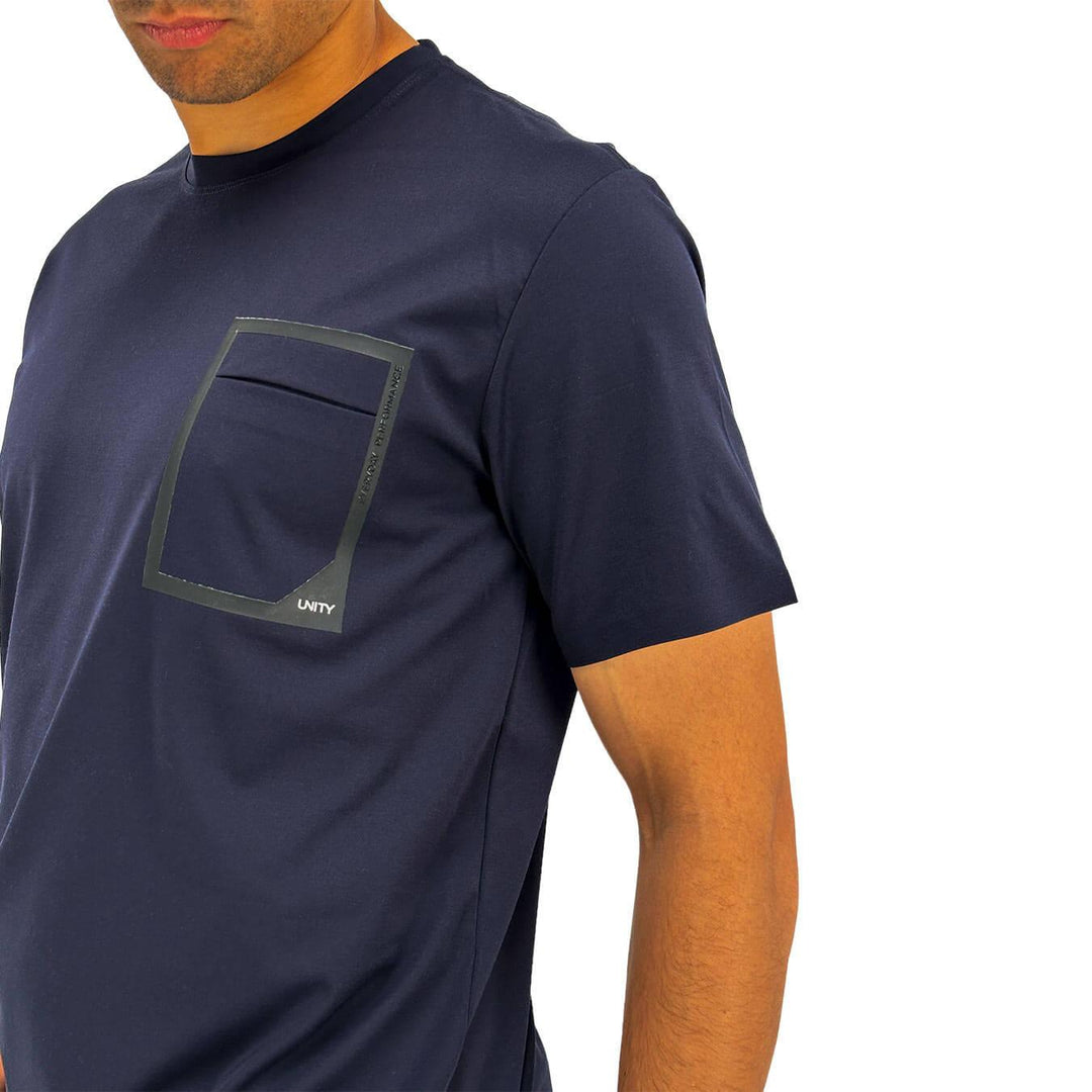 Unity Maglia T-Shirt Pocket Uomo, Girocollo, Softech, Tasca, Blu - BassiniBoutique.it