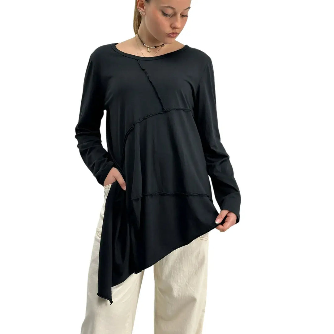 Bassini, T-Shirt Over, Donna, Cotone, Nero