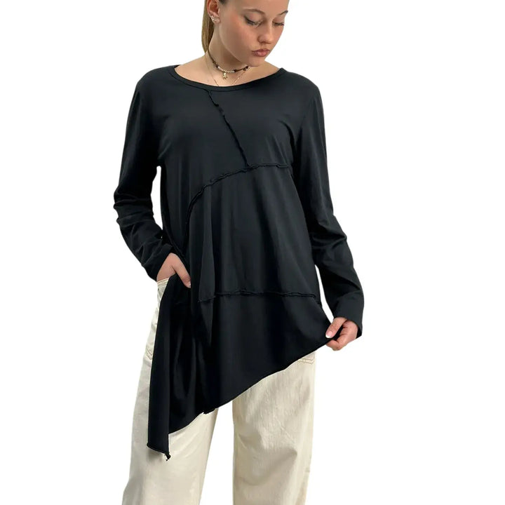 Bassini, T-Shirt Over, Donna, Cotone, Nero