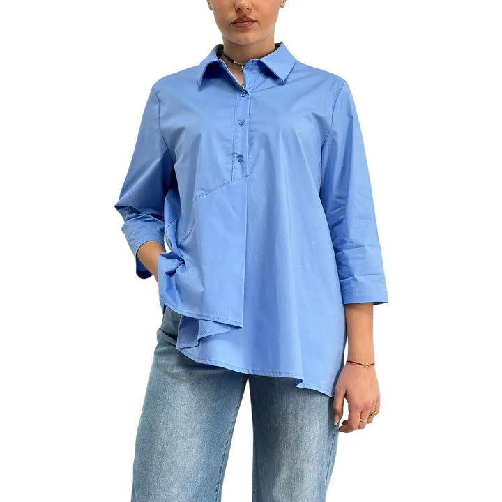 Bassini, Blusa, Donna, Cotone, Azzurro