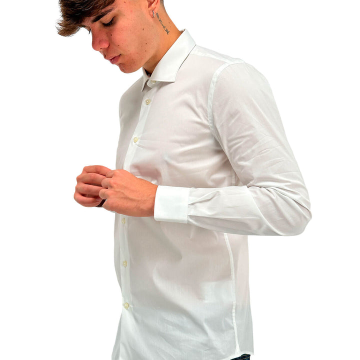 MarKup Camicia Uomo, Basic, Colletto Classico, Misto Cotone, Bianco