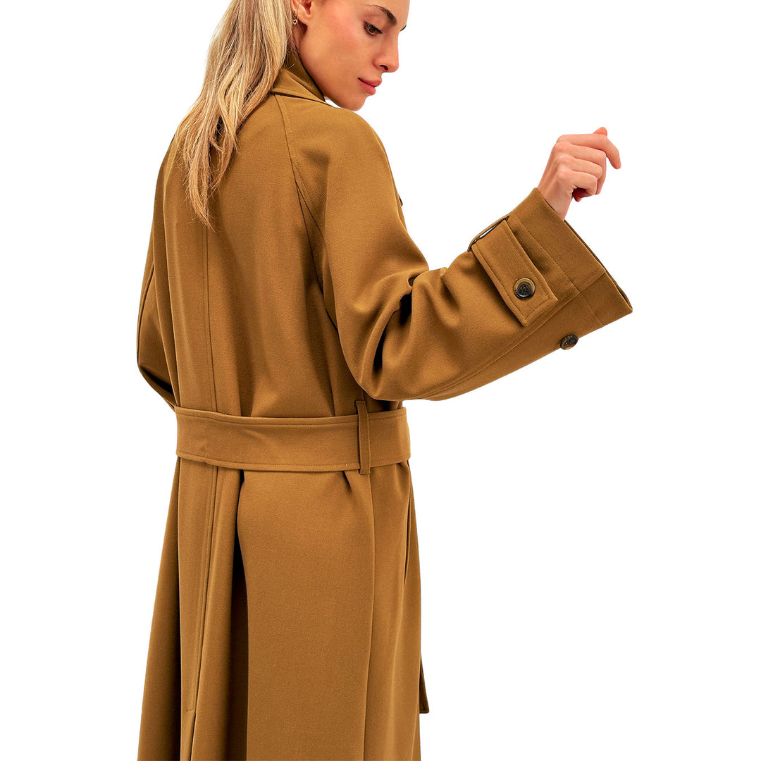 Ottod'Ame Trench Donna, Doppiopetto con Fusciacca, Marrone