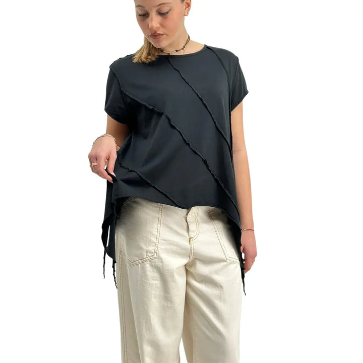 Bassini, T-Shirt Over, Donna, Cotone, Nero