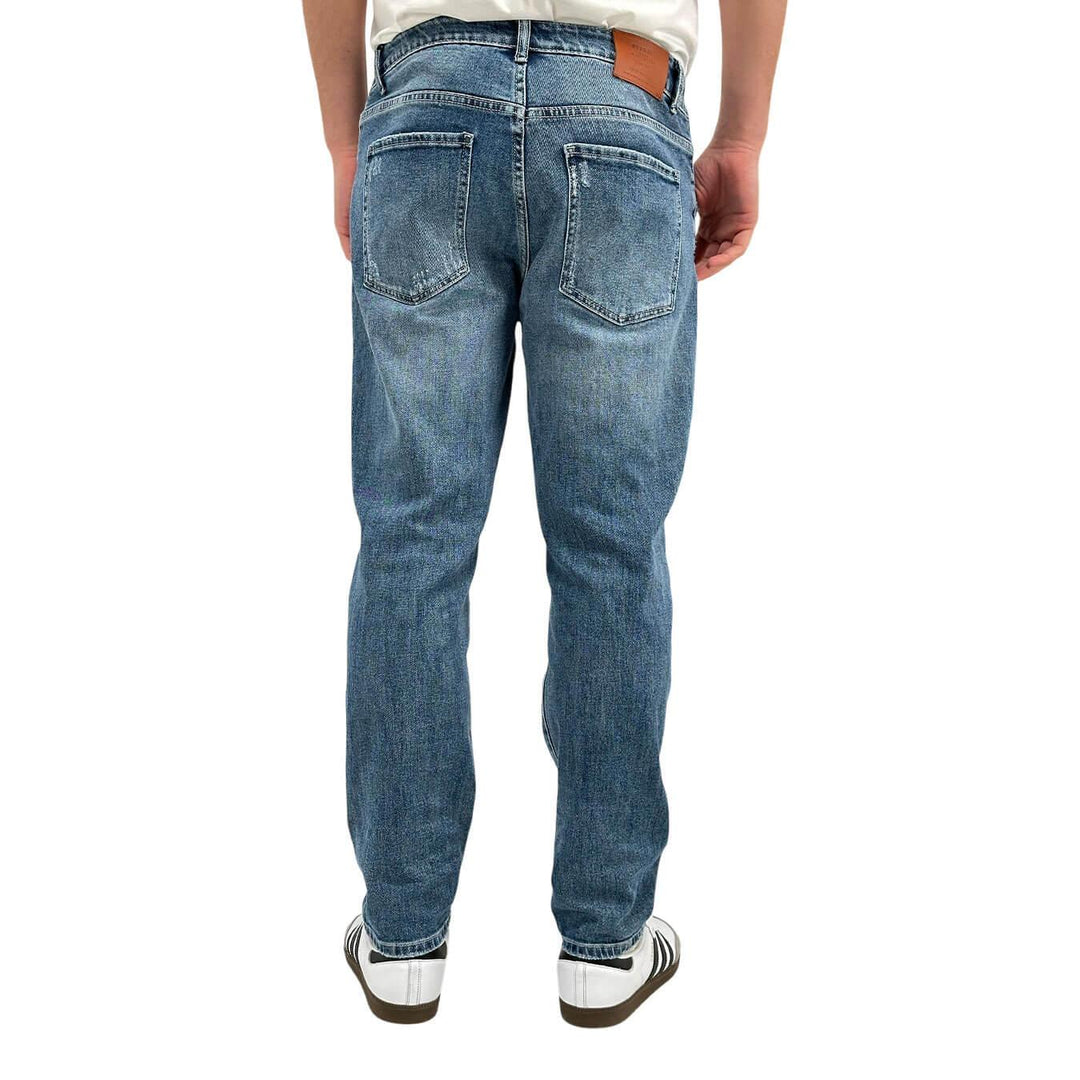 Pantaloni Uomo, Jeans, Denim, Chino, Cotone, Blu Notte