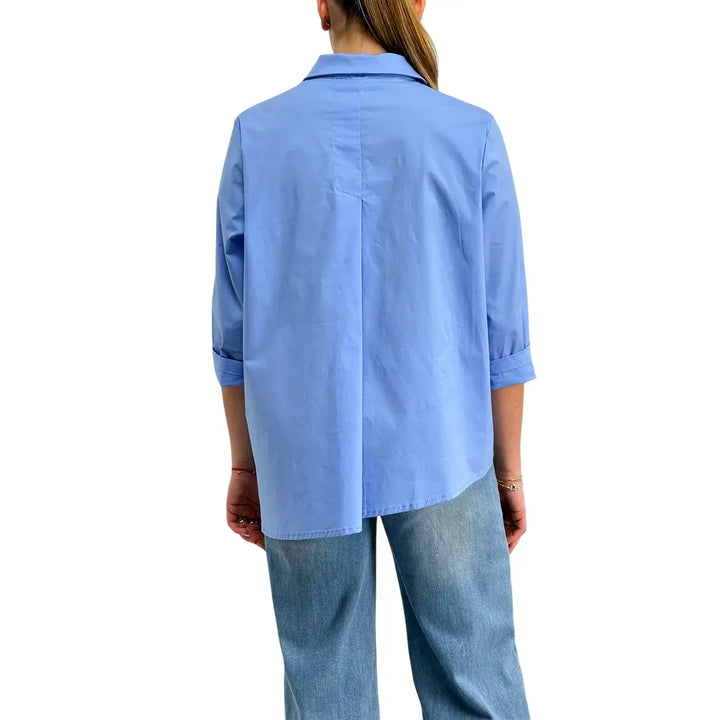 Bassini, Blusa, Donna, Cotone, Azzurro
