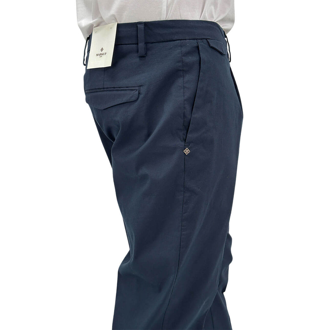 MarKup Pantaloni Uomo Regular Fit, Chino, Misto Cotone, Blu