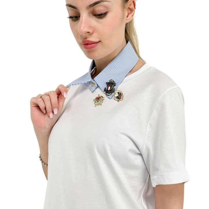 Tensione In Maglia Donna, Colletto Rimovibile, Cotone, Bianco