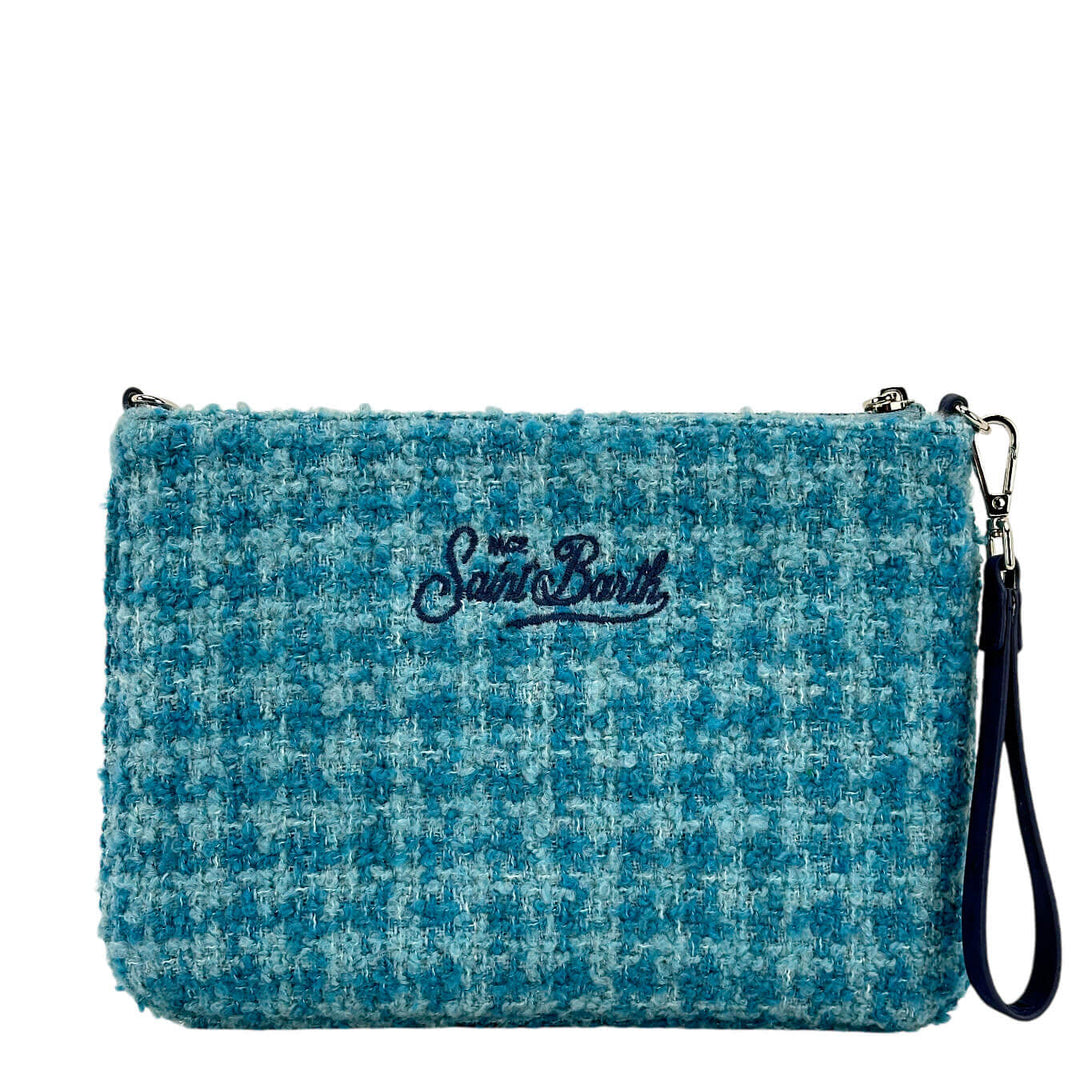 Mc2 Saint Barth Borsa Donna, Pouch a Tracolla Parisienne, Tweed, Blu