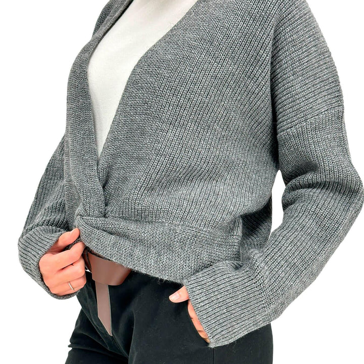 Motel Maglia Donna, Cardigan, Incrocio Frontale, Grigio