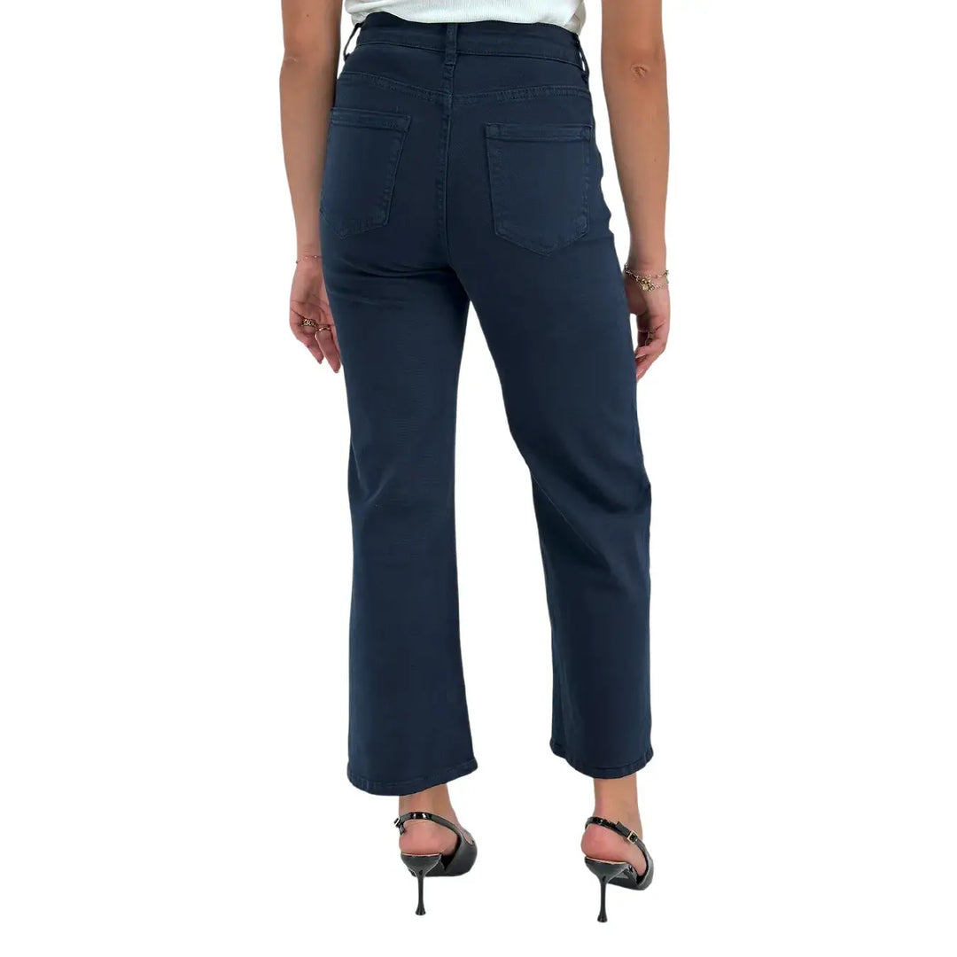 Bassini Jeans Donna Blu Scuro Oversize in Bull di Cotone Elasticizzato Morbido