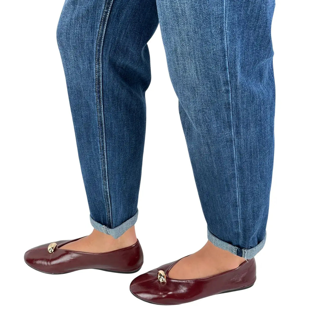 Bassini Jeans Donna Blu Scuro Straight in Denim Elasticizzato Morbido
