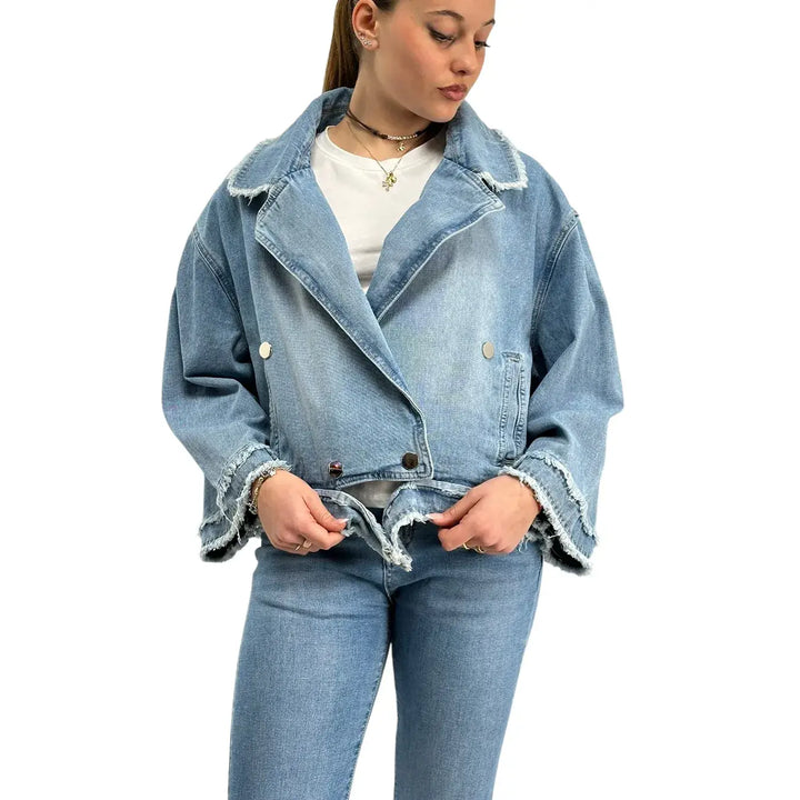 Bassini, Giubbotto Jeans, Donna, Cotone, Blu