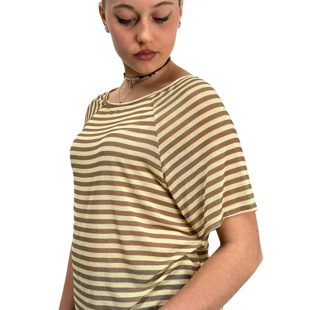 Bassini, Maglia a Righe, Donna, Giallo e Beige