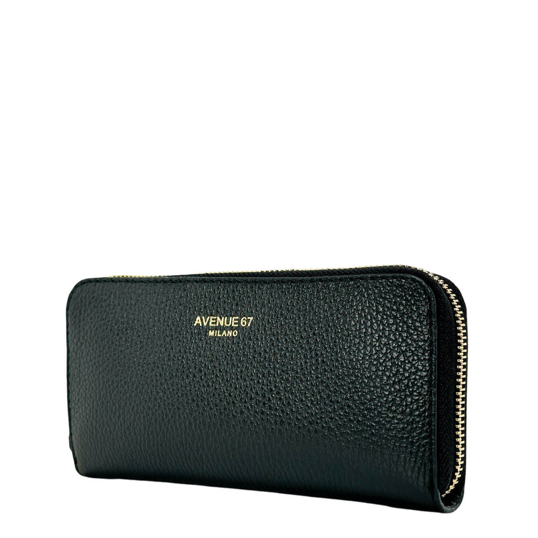 Avenue67 Sunny Women's Wallet, Large, Zip Around, Leather, Black