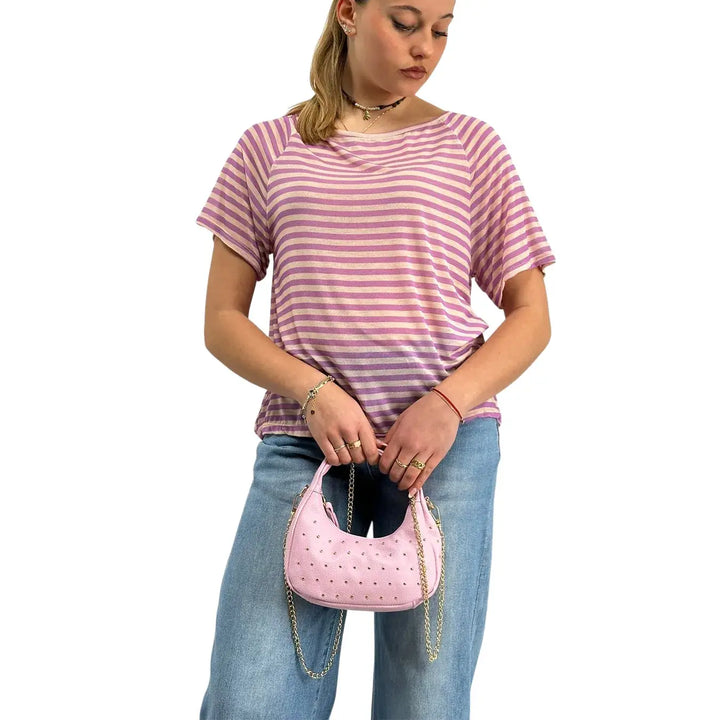 Bassini, Maglia a Righe, Donna, Rosa e Fucsia