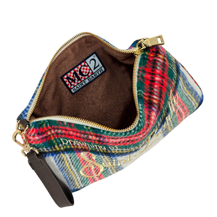 Mc2 Saint Barth Borsa Donna, Pouch a Tracolla Parisienne, Tartan, Multicolore