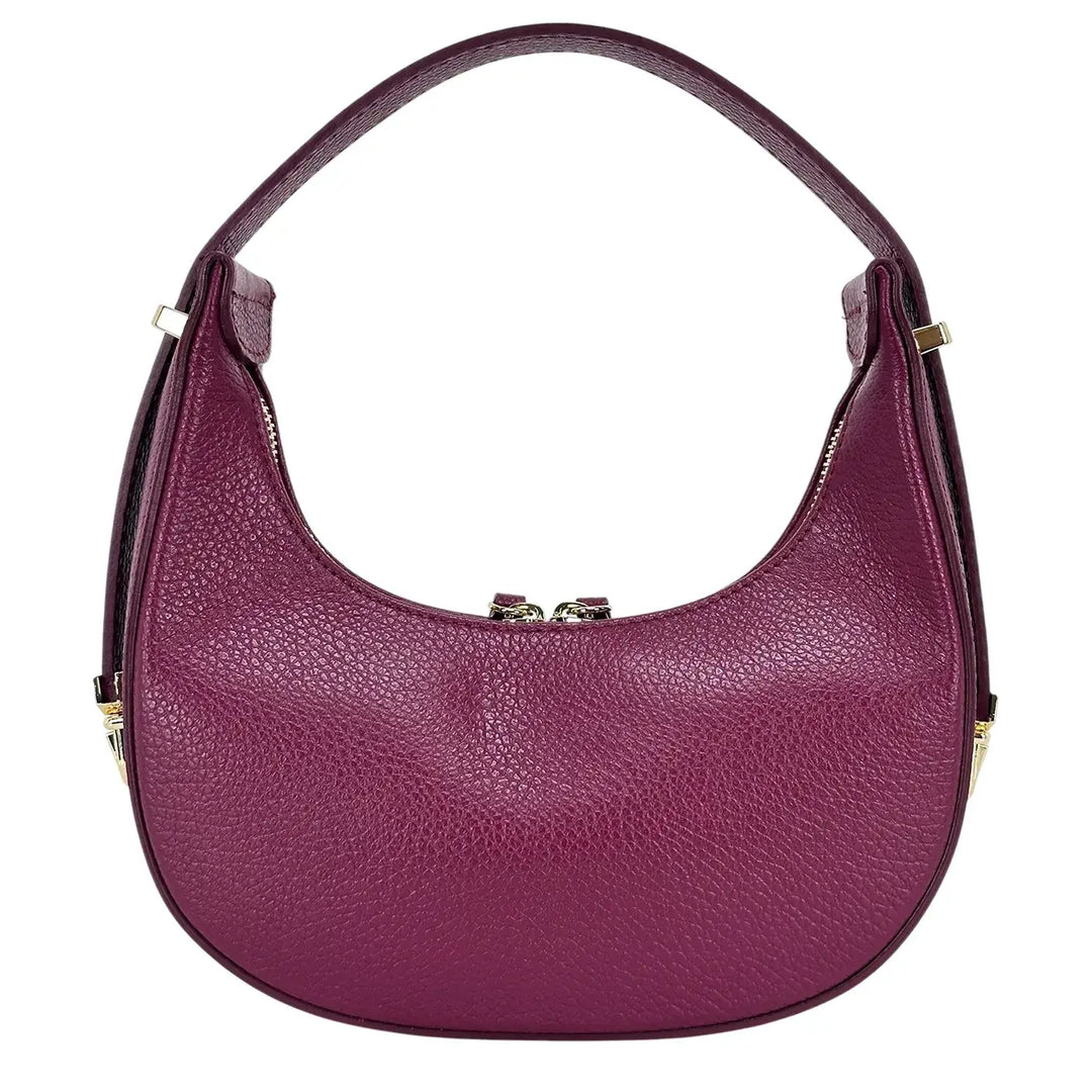 Bassini Borsa Donna Mini in Pelle Bordeaux con Tracolla Regolabile e Chiusura Zip