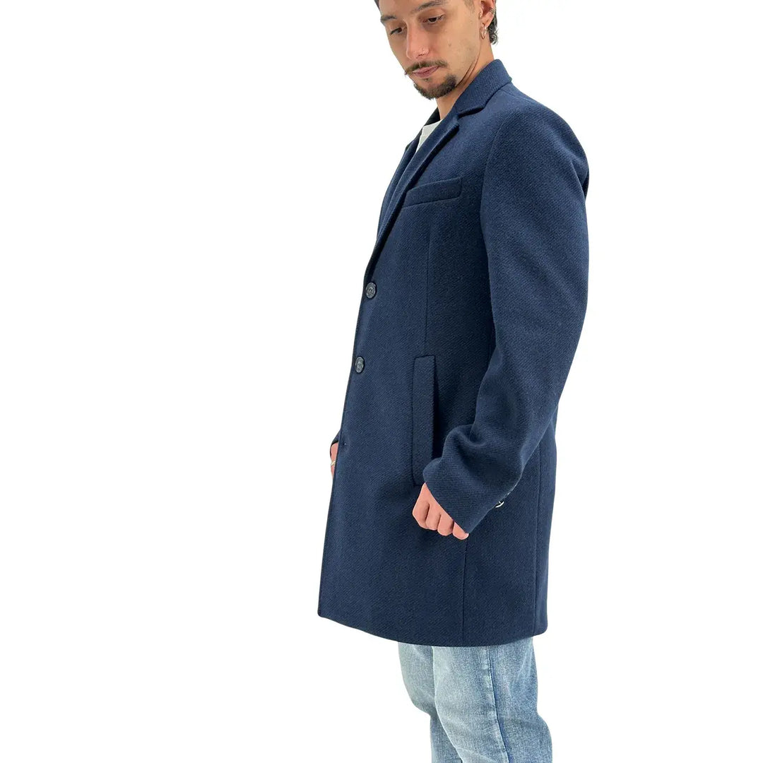 BL.11 Block Eleven, Cappotto, Monopetto, Uomo,  Misto Lana, Blu