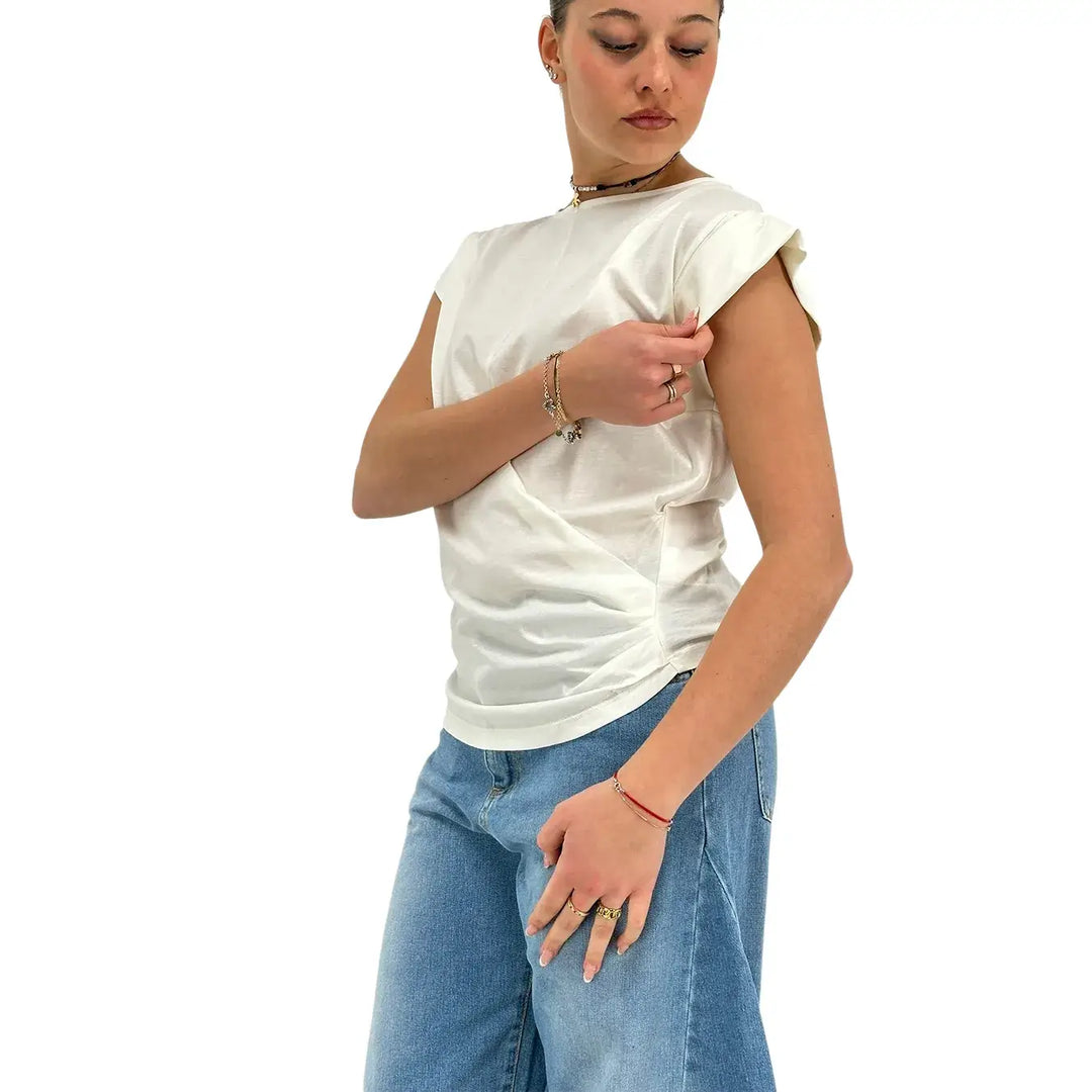 Ottod'Ame, T-Shirt, Donna, Cotone Modal, Latte
