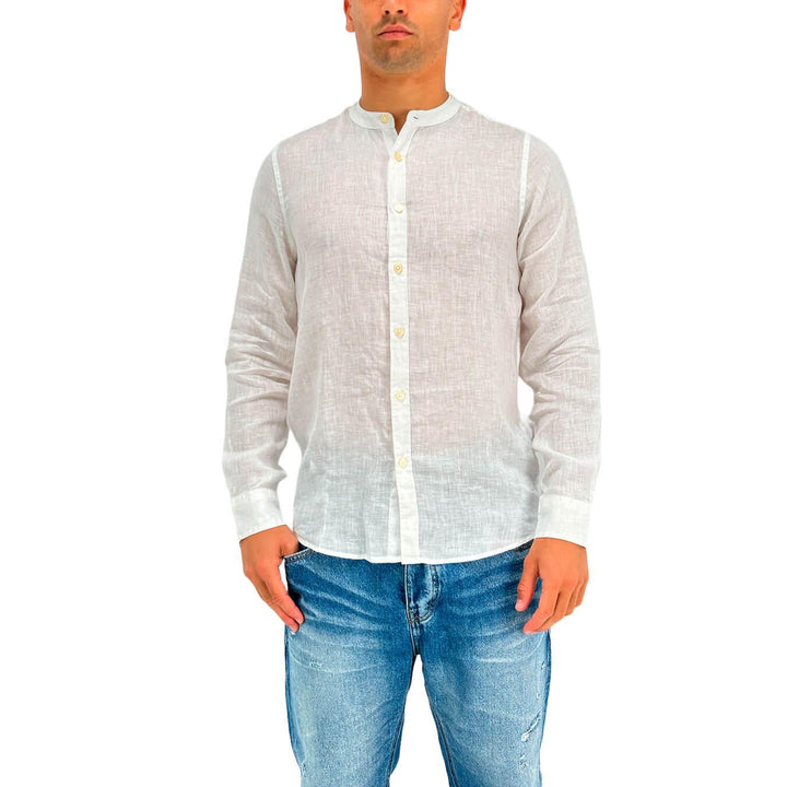 MarKup Camicia Uomo, Collo Alla Coreana, Puro Lino, Modello Basic - BassiniBoutique.it