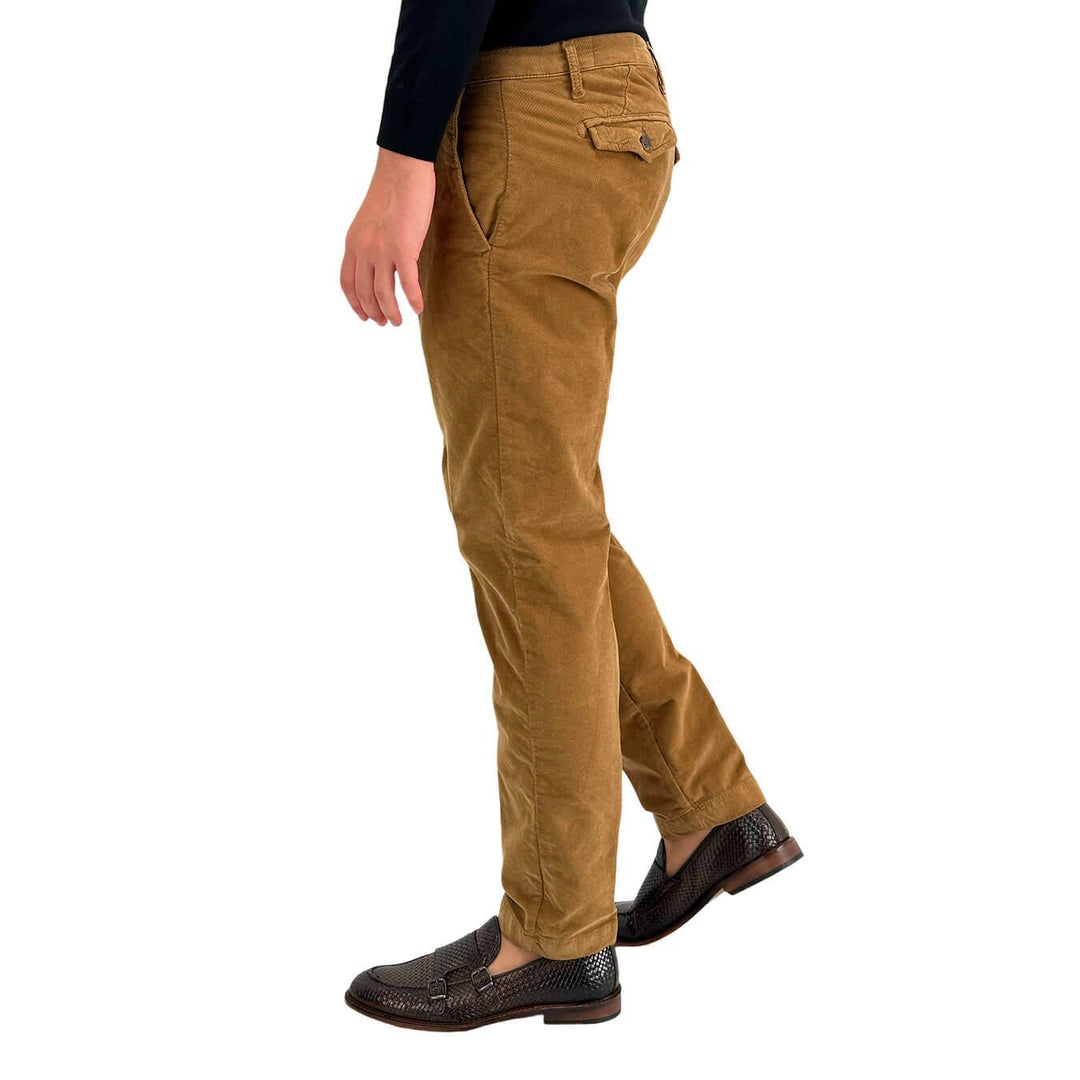 Moro Pantaloni Chino, Uomo, Slim Fit, Cotone, Cammello