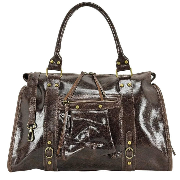 Bassini, City Bag, Grande, Vera Pelle, Marrone