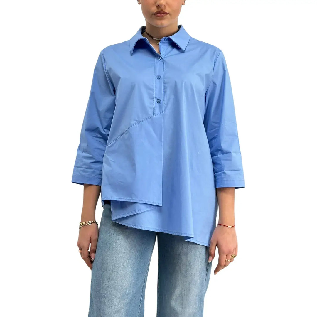 Bassini, Blusa, Donna, Cotone, Azzurro