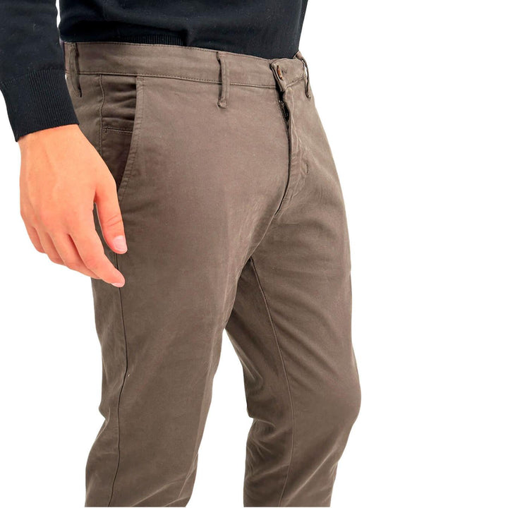 Moro Pantaloni Chino, Uomo, Regular Fit, Cotone, Marrone