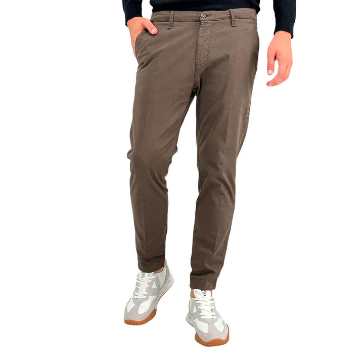 Moro Pantaloni Chino, Uomo, Regular Fit, Cotone, Marrone