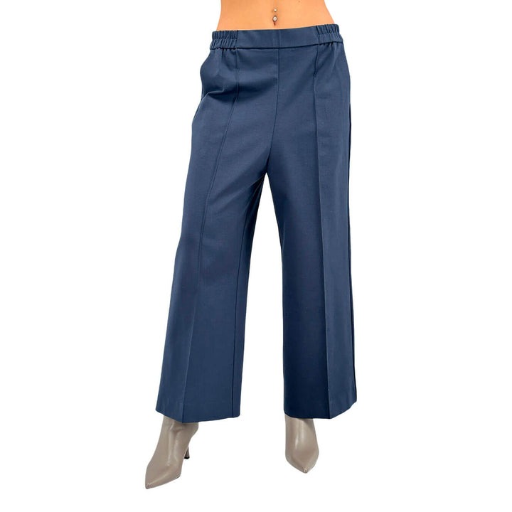 Meimeij Pantaloni Donna, Fondo Largo, Tessuto Misto, Blu