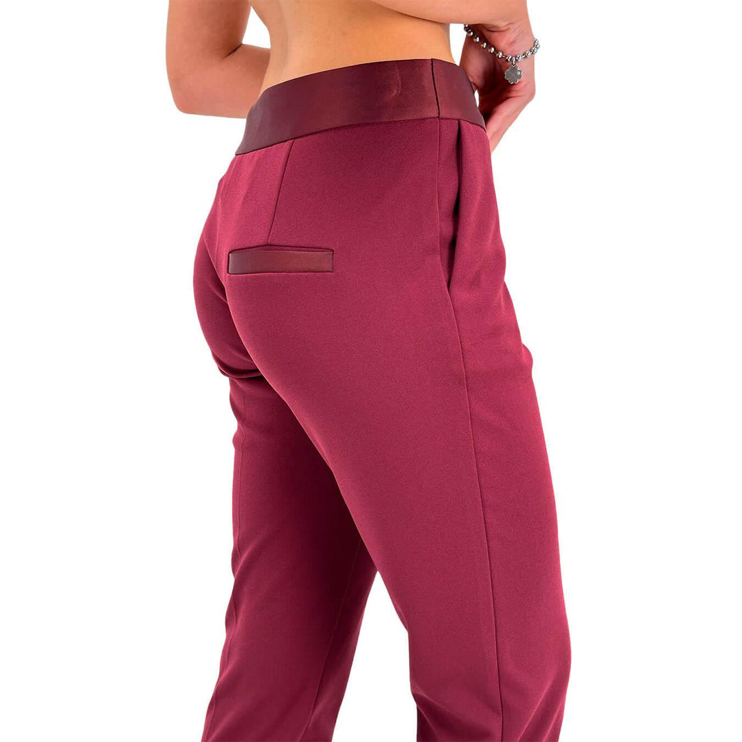 Imperial Pantaloni Donna, Modello alla Caviglia, Fascia Raso, Rosso