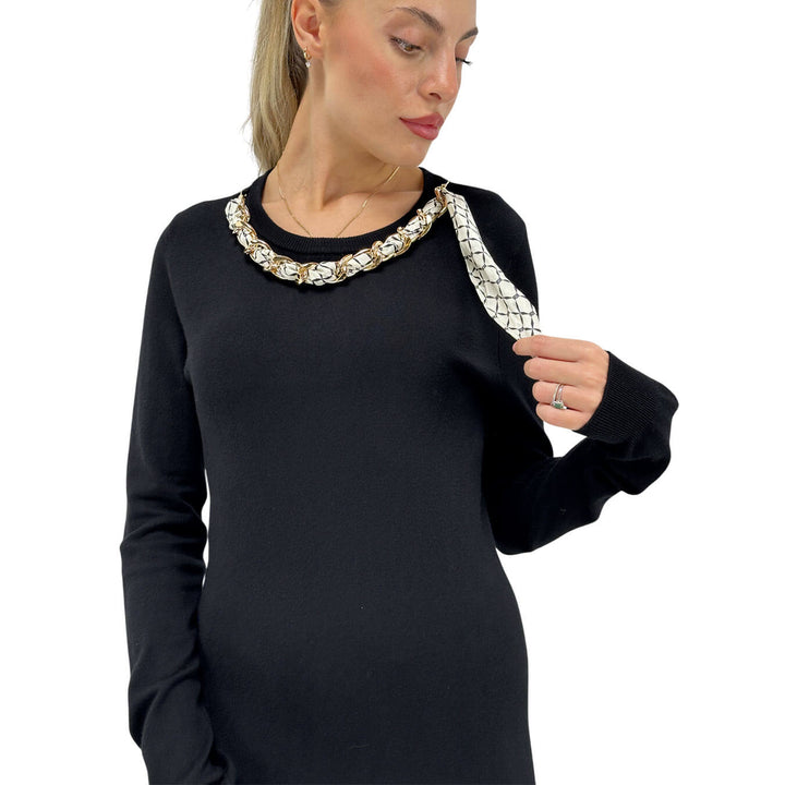 Relish, Abito, Donna, Bernice, Maglia, Collana, Viscosa, Nero